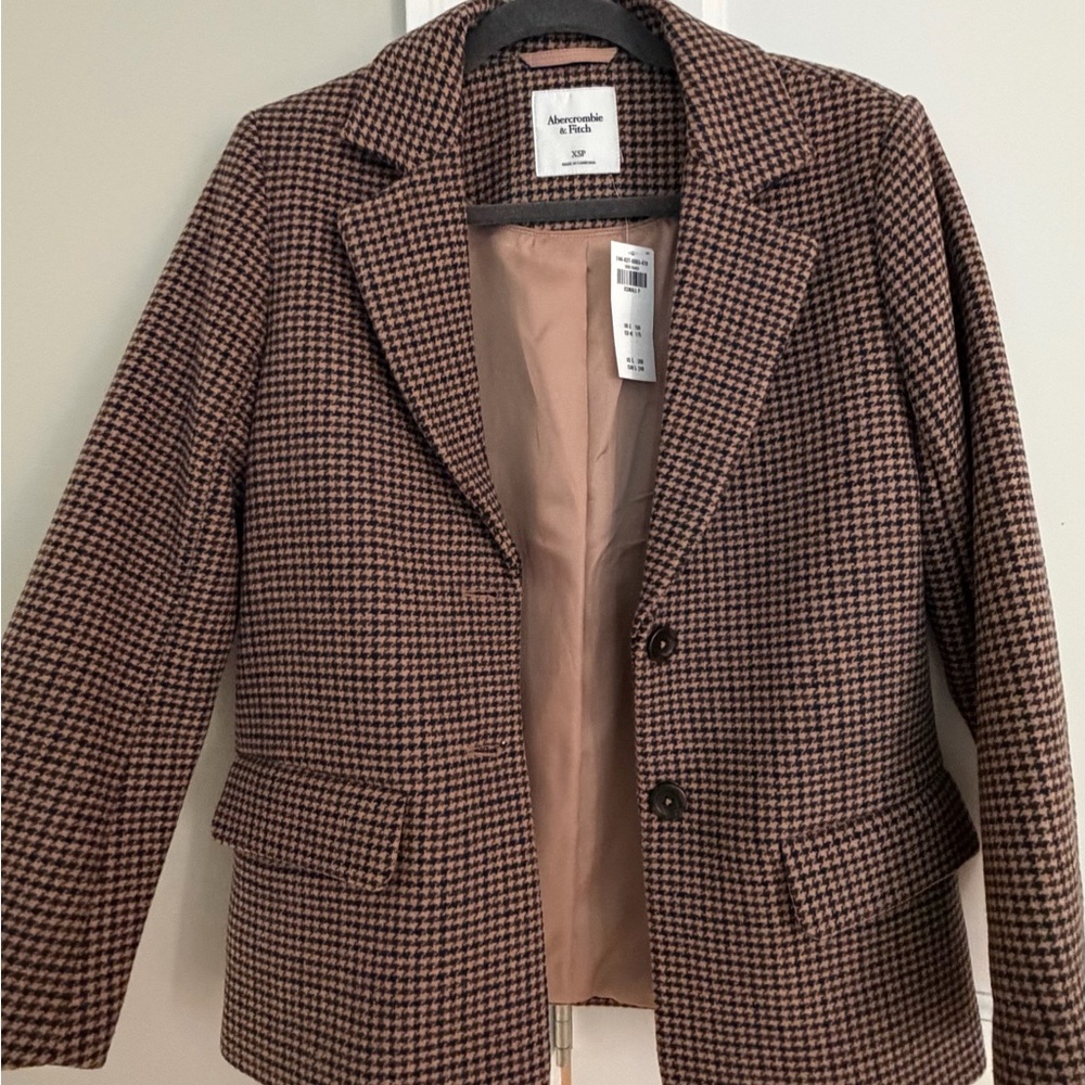 Abercrombie & Fitch Brown and Black Houndstooth Blazer